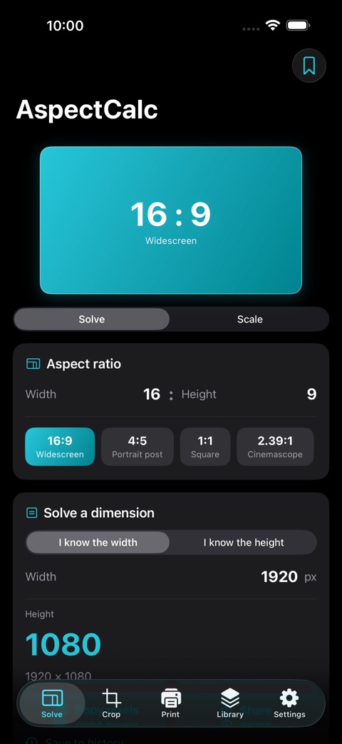 AspectCalc screenshot 1