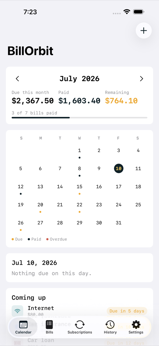 BillOrbit screenshot 1