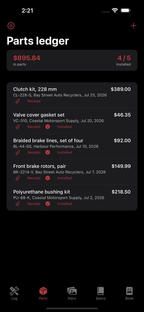 BuildSheet screenshot 2