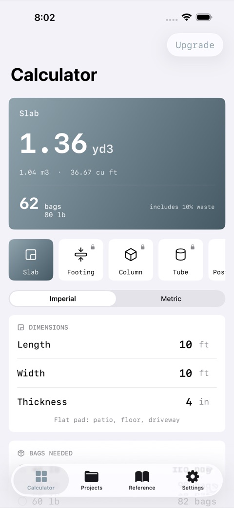 ConcreteCalc screenshot 1
