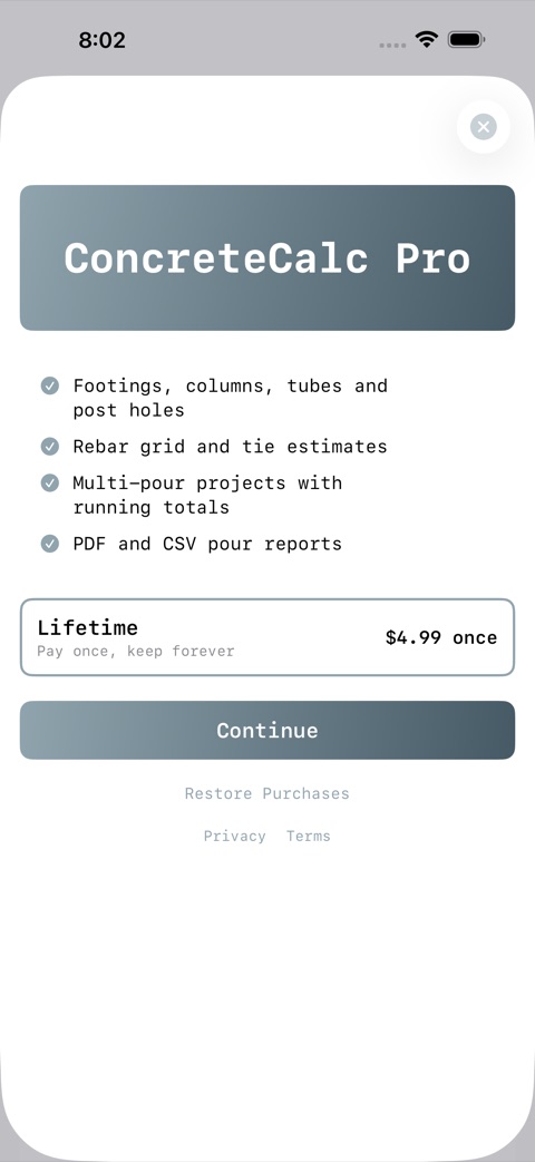 ConcreteCalc screenshot 4