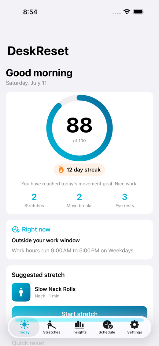 DeskReset screenshot 1