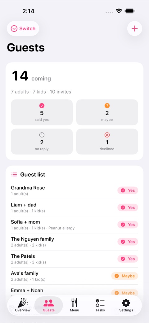 FeteList screenshot 2