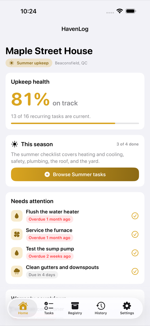 HavenLog screenshot 1