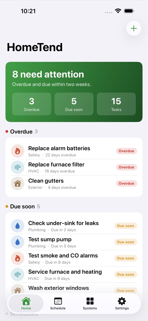 HomeTend screenshot 1