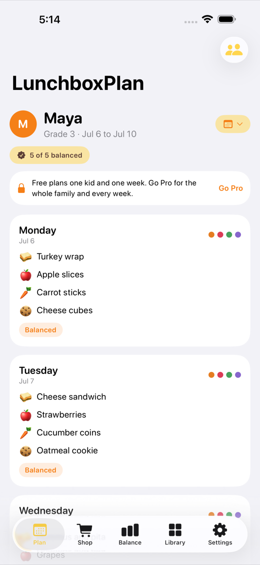 LunchboxPlan screenshot 1
