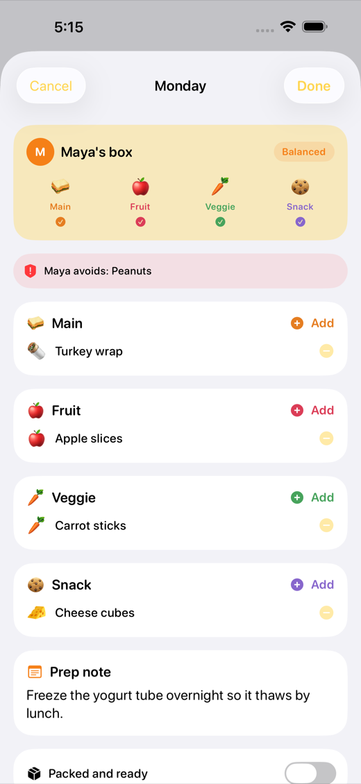 LunchboxPlan screenshot 2