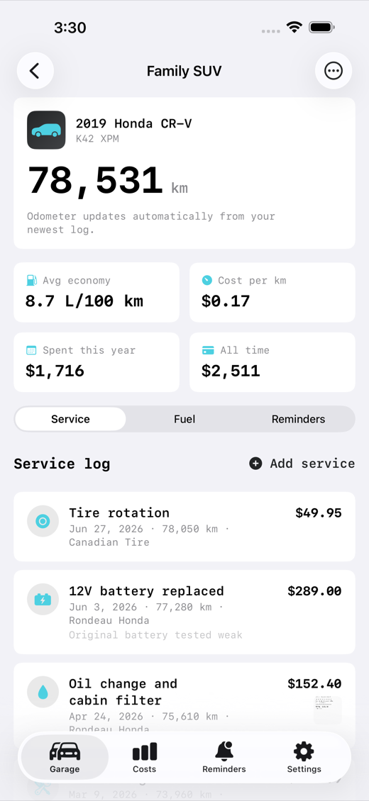 MotorLog screenshot 2