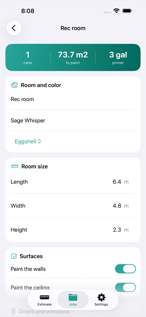 PaintCalc screenshot 2