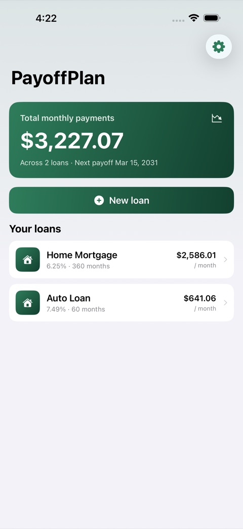 PayoffPlan screenshot 1