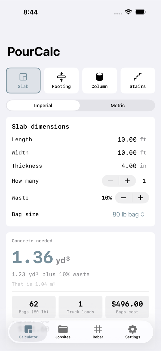 PourCalc screenshot 1