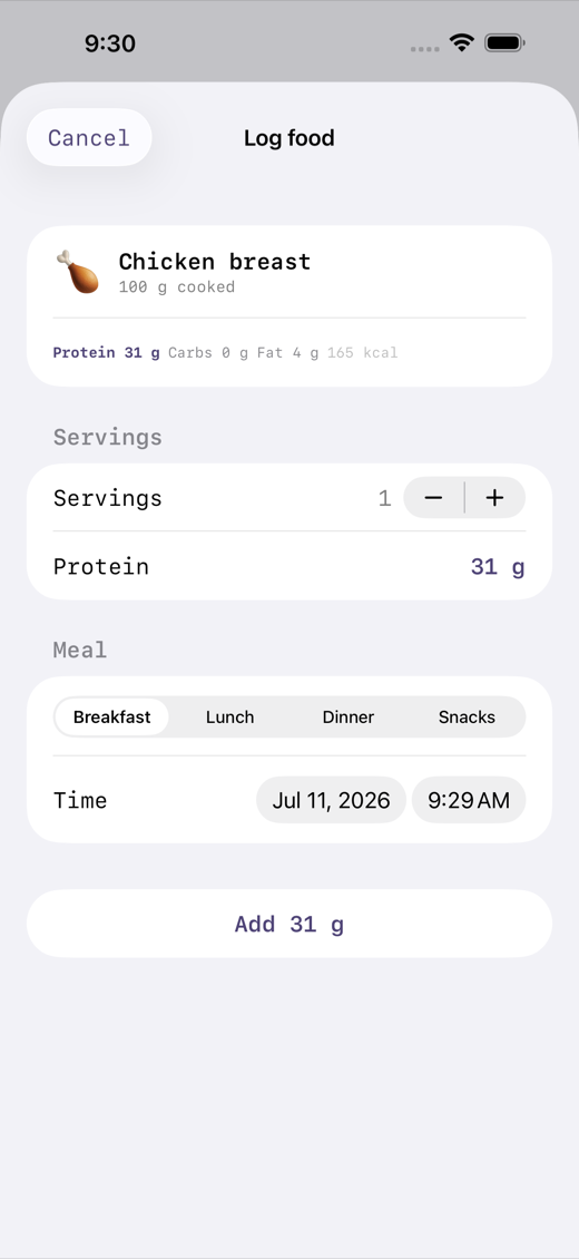 ProteinTally screenshot 2