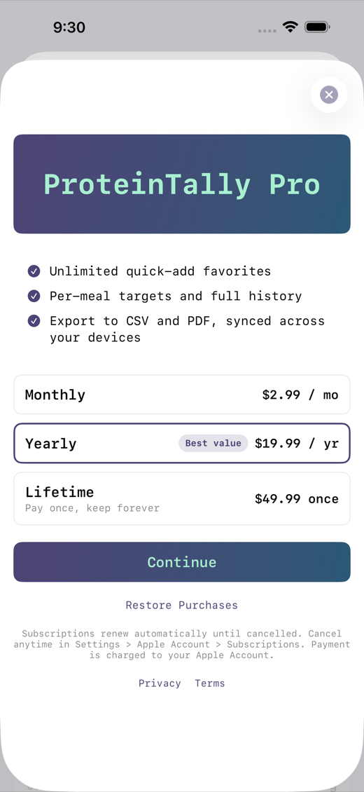 ProteinTally screenshot 4