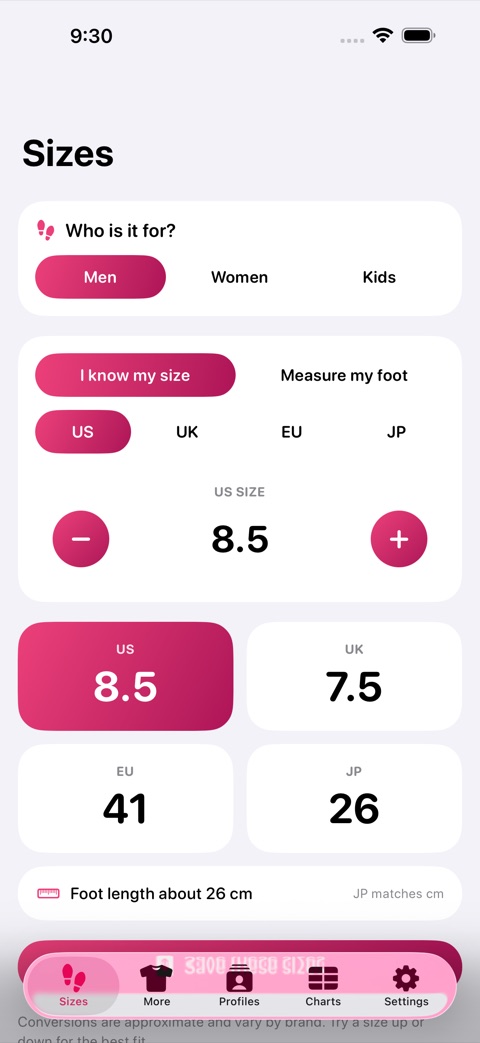 ShoeSizer screenshot 1