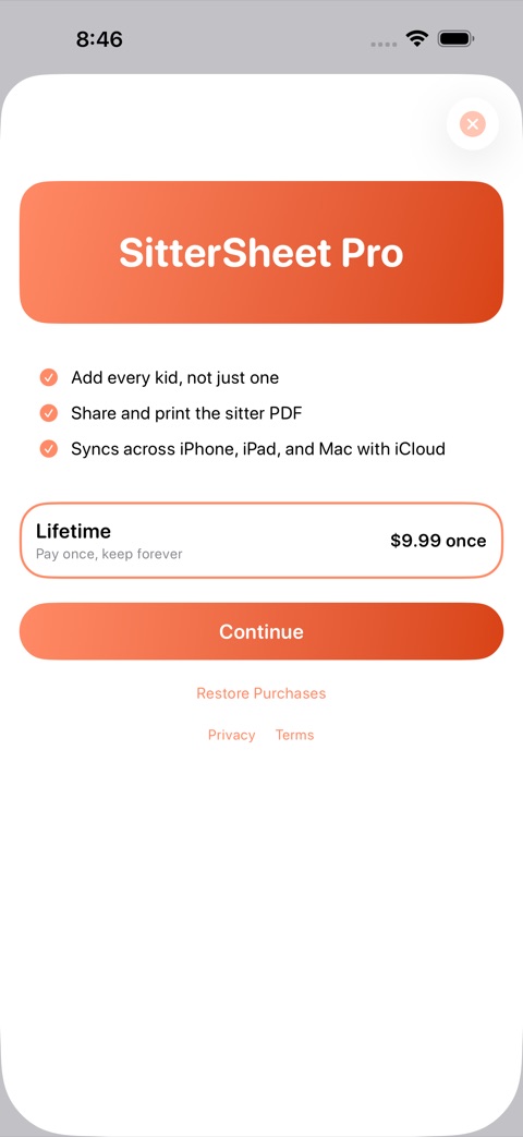 SitterSheet screenshot 4