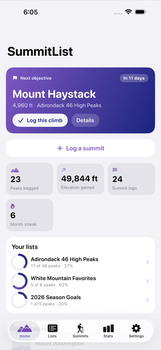 SummitList screenshot 1