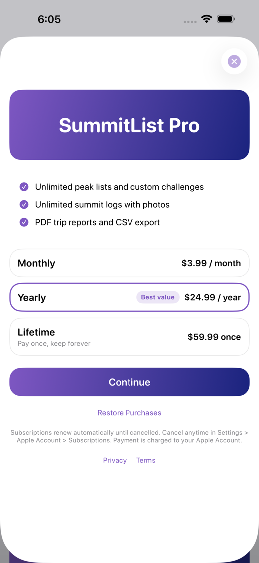 SummitList screenshot 4