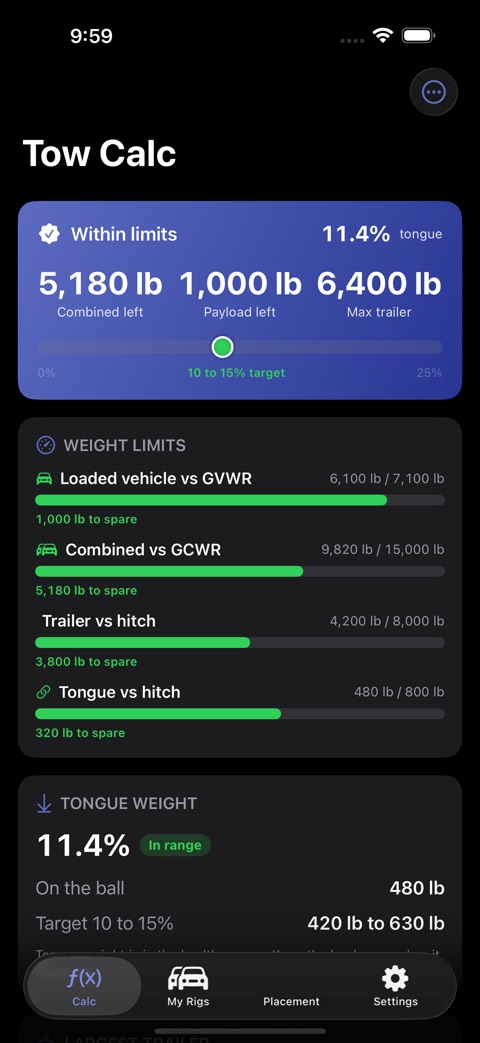 TowCalc screenshot 1