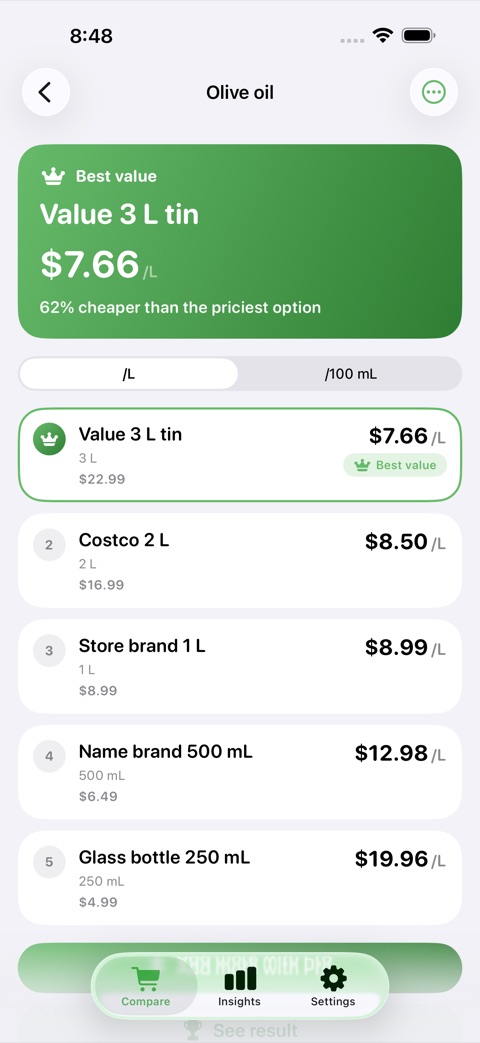 UnitPrice screenshot 2